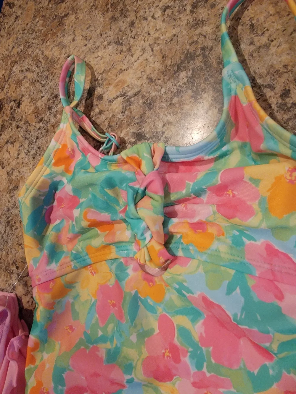 Cat & Jack Girls' Set Floral Printed 1 Piece Swimsuit & 1 Cover Up Skirt. Sz S